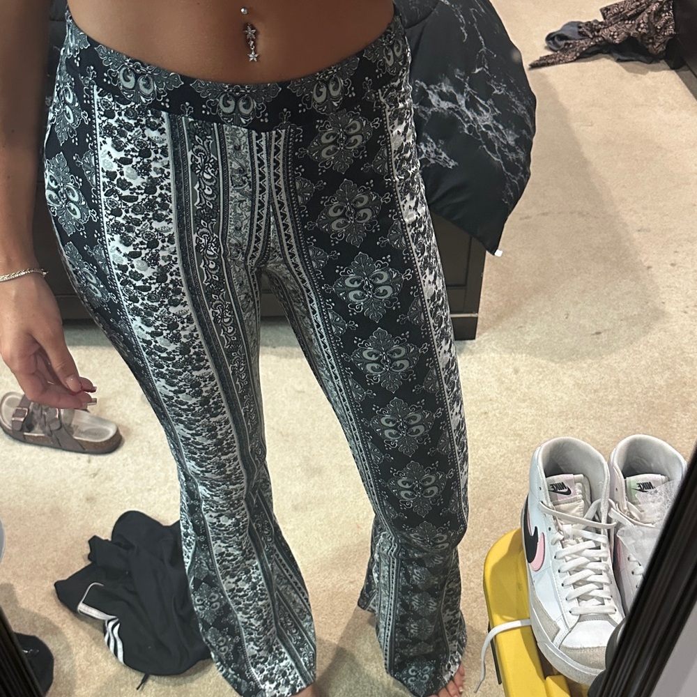 About A Girl Black and White Flare Pants